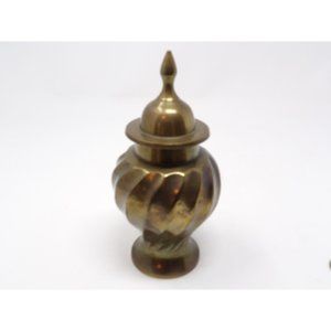 Vintage Brass Ginger Jar Twist Pattern 7 1/4" H  Made in India